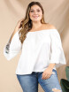 Blusa De Talla Grande Para Mujer Cuello Oblicuo Fare Sleeve Patrón De Planta Top De Moda