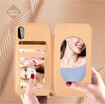 Lady Makeup Mirror Card Holder Slot Hard Back Cover Phone Cases For iphone X 6s 7 8Plus Business Wallet TPU Denim Phone Cases