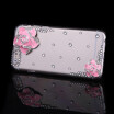 Cristal Transparente De Lujo Transparente Bling Rhinestone Diamond Pink Flower Case Hard Back Cover Shell Protector Para Apple IPhone 6 Pin