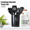 11PCS Silicone Cooking Utensils Set Non-stick Spatula Shovel Wooden Handle Cooking Tools Set with Storage Box Kitchen Tools