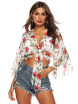 Blusa De Mujer Retro Floral Loose Batwing Top De Manga