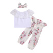 WEIXINBUY Summer Baby Girl Clothes Casual Off-hombro Design Tops Floral Pantalones Diadema Trajes 2020