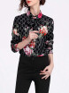 Camisa De Mujer Bow Decor Floral Pattern Stand Collar Top