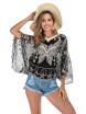 Blusa De Mujer Con Cuello En V Bordado Batwing Manga Superior