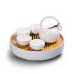 Newchinaroad white elegant&grace porcelain chinese tea set with ceramic loop-handle teapot&serving tray&cup