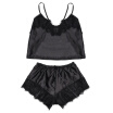 Sexy Women Satin Lingerie Female Underwear Babydoll Nightwear Sleepwear Strap Solid Color Lace Set