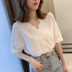 Summer Fashion Solid Color Blusa Pullover Ladies V-Neck Tee Tops Mujer Mujer Camisa De Manga Corta Blusas Femininas Ropa