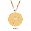 Fashion Constellation Necklace Stainless steel zodiac round disc necklace