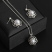 Women Beautiful Chic Crystal Pearl Flower Dangle Earrings Necklace Set Wedding Party Jewelry Gift