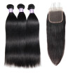 Brazilian Human Hair Weave Straight Hair 3pcs Bundles with Lace Closure Virgin Remy Hair Cheap Extensions