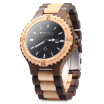 Bewell Zs - W023a Men Wooden Bangle Quartz Watch With Calendar Display