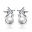 Pentagram Stud Earrings For Women Star Imitation Pearl Ear Studs Classic Simple Ladies Anniversary Gift WHJ92