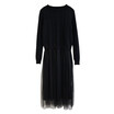 Dress 2018 spring&autumn wear new womens Korean long-sleeve knitted sweater false two in the bottom of the long net gauze