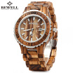 Bewell Zs-100bg Wooden Men Quartz Watch With Luminous Hands 30m Water Resistance Wristwatch
