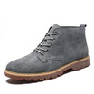 Mens Boots Genuine Leather Martin Boots Fashion Lace Up Shoes Casual Breathable Grey Black Brown Size 38-46