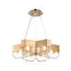 HL487762 Mid Century Modern Lighting Brushed Steel 5 Light Chandelier in Clear Glass Shade