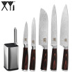 XYj 7 Unids Cuchillo De Acero Inoxidable Juego De Cuchillos De Afilado Barra De Patrón De Damasco Cuchillos De Cocina