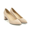 IDIFU Womens Chic Pointed Toe Pump - Burnished Solid Color Low Cut - Slip on Block Heels Work Shoes