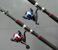 Telescopic Fishing Rod&Blue Reel Combo Full Kit Spinning Gear Pole Set with 50M Line Free include Hooks Jig Head float bell