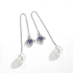 Classic Elegant Long Earrings For Women Fashion Cubic Zirconia Jewelry Imitation Pearl Dangler Drop Earrings E170