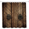 Rivet Wooden Door Polyester Shower Curtain Bathroom Curtain High Definition 3D Printing Water-Proof
