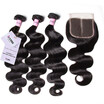 UNice Hair Icenu Remy Hair Series Human Hair Bundles With Closure 4PCS Peruvian Body Wave Hair Middle Part Lace Closure 8-30"