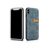 XOOMZ Fashion Cowboy Jean Leather Silicone Back Cover Case For Apple iPhone X 10 Phone Cases Accessories With Outer Card Holder