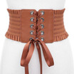 Women Ladies Soft PU Leather Wrap Around Tie Corset Cinch Waist Wide Dress Belt