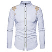 men casual shirts long sleeve high quality hawaiian white slim fit shirt male flower mmbroidery overshirt camisa homme