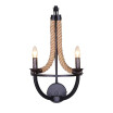 Bacheer HL399918 Natural Rope 2 Light LED Sconce In Black