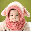 Winter popular childrens scarf puppy shawl super soft wool baby ear cap warm knit linking cap