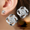 CZ Crystal Cubic Zirconia Stud Earrings For Women Wedding Engagement Piercing Jewelry Flower Earrings Gift WHB92