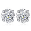 Flower Cubic Zirconia Stud Earrings For Women Bride Party Fashion Jewelry Brithday Anniversary Gift E299