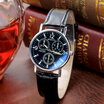 BD Glass Mens Watches Top Luxury Leather Strap Wristwatch Mens Gift Quartz Watch Waterproof