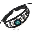 Sale Fashion 12 Constellations Leather Zodiac Sign with beads Bangle Bracelets For Men Boys Jewelry Travel Accessories Gifts