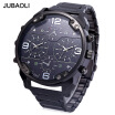 JUBAOLI Hombres Reloj De Cuarzo De Doble Movimiento Reloj De Pulsera Decorativo De Acero Inoxidable Sub-dial De Trabajo