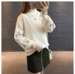 2018 autumn&winter new Korean version of loose pure color embroidery knitted sweater sweater students sweater