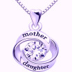 Bluestar Jewelry Sterling Silver mother&daughter Love Cubic Zirconia Pendant Necklace