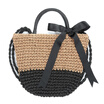 Fashion Women Ribbon Handbag Straw Weave Knitting Bucket Bag Summer Beach Holiday Totes Shoulder Bag