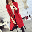 Womens overcoat womens 2018 autumn wear womens suit with plaid knitted cardigan womens long&slim one-piece sweater coat