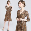 Leopard printing Ruffle 2018 Autumn Women Casual Fashion Slim Sexy Vestidos European Office Party Vintage Dress