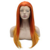 Long Straight Reddish Blonde Ombre Lace Front Costume Party Wig