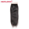 Hotlove Hair Straight Lace Closure Free Middle Three Part 4x4 Size Virgin Human Hair 8"-20" Natural color Free Middle Three Part