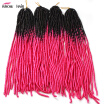 20" Black to Rose Red Two Colors Soft Dread Lock Crochet Braid Hair Extensions Synthetic Braiding Hair