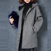 City plus CITYPLUS 2017 winter new style women women wild casual hooded jacket removable sleeves in the long paragraph woolen coat CWWT179566 gray with pattern L