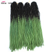 20" Black to Teal Two Colors Soft Dread Lock Crochet Braid Hair Extensions Synthetic Braiding Hair