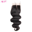 ALOT Peruvian Body Wave Lace Closure Free Middle Three Part Hair Natural Color 100 Human Hair Closure 4"x4" Swiss Lace