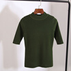 Women Middle Sleeves Sweaters Slim Warm Bottoming Sweater Knitted Pullover