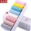 Yu Zhaolin 8 pairs of socks girls cotton socks candy color female socks fall&winter warm tube socks comfortable long socks mixed color code