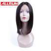 Allrun Short Bob Wigs Brazilian Virgin Hair Straight Lace Front Human Hair Wigs For Black Women Natural Color